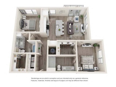 Two-Bedroom Floor Plan B2|26 at City Point Apartments